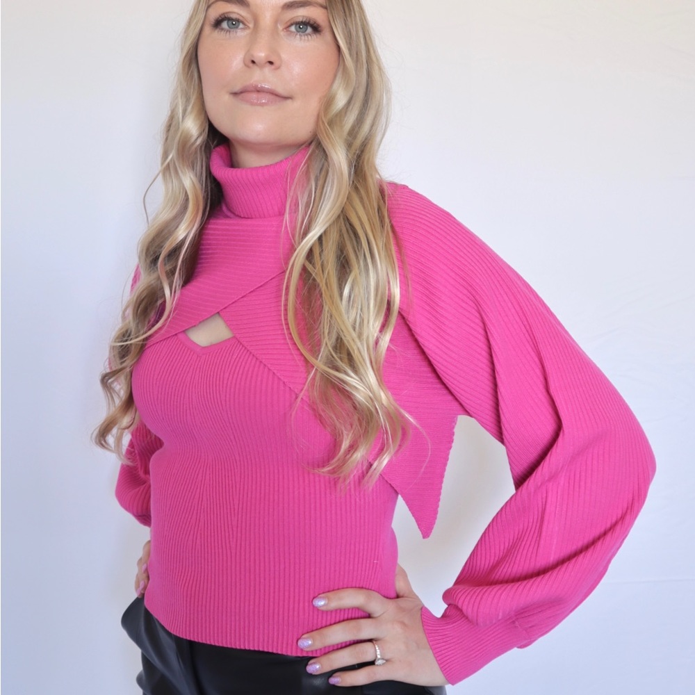 Sugar Lips Turtle Neck Balloon Sleeve Sweater